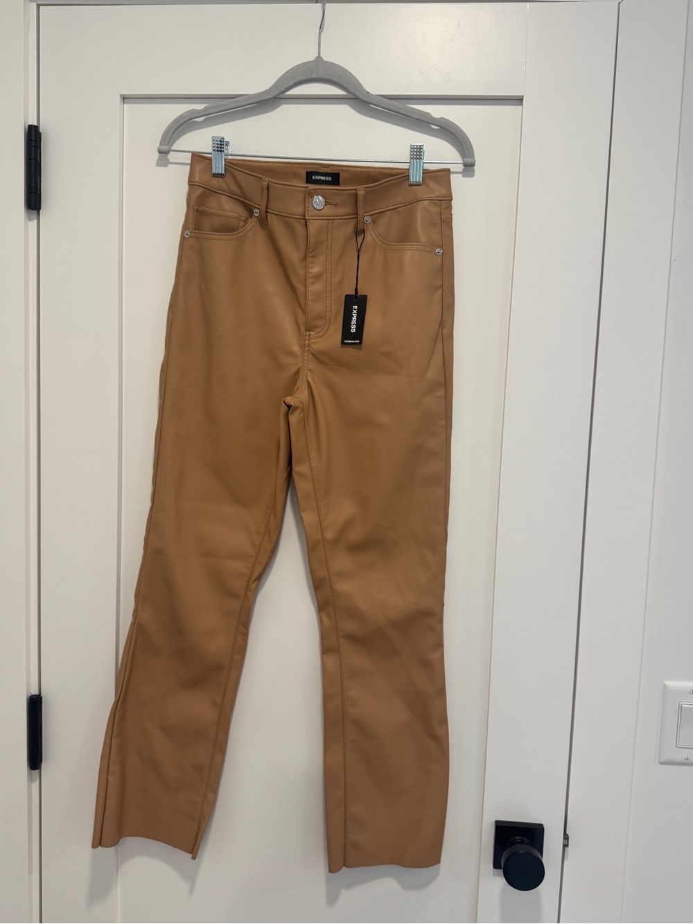 High Rise Cropped Flare Faux Leather Pants